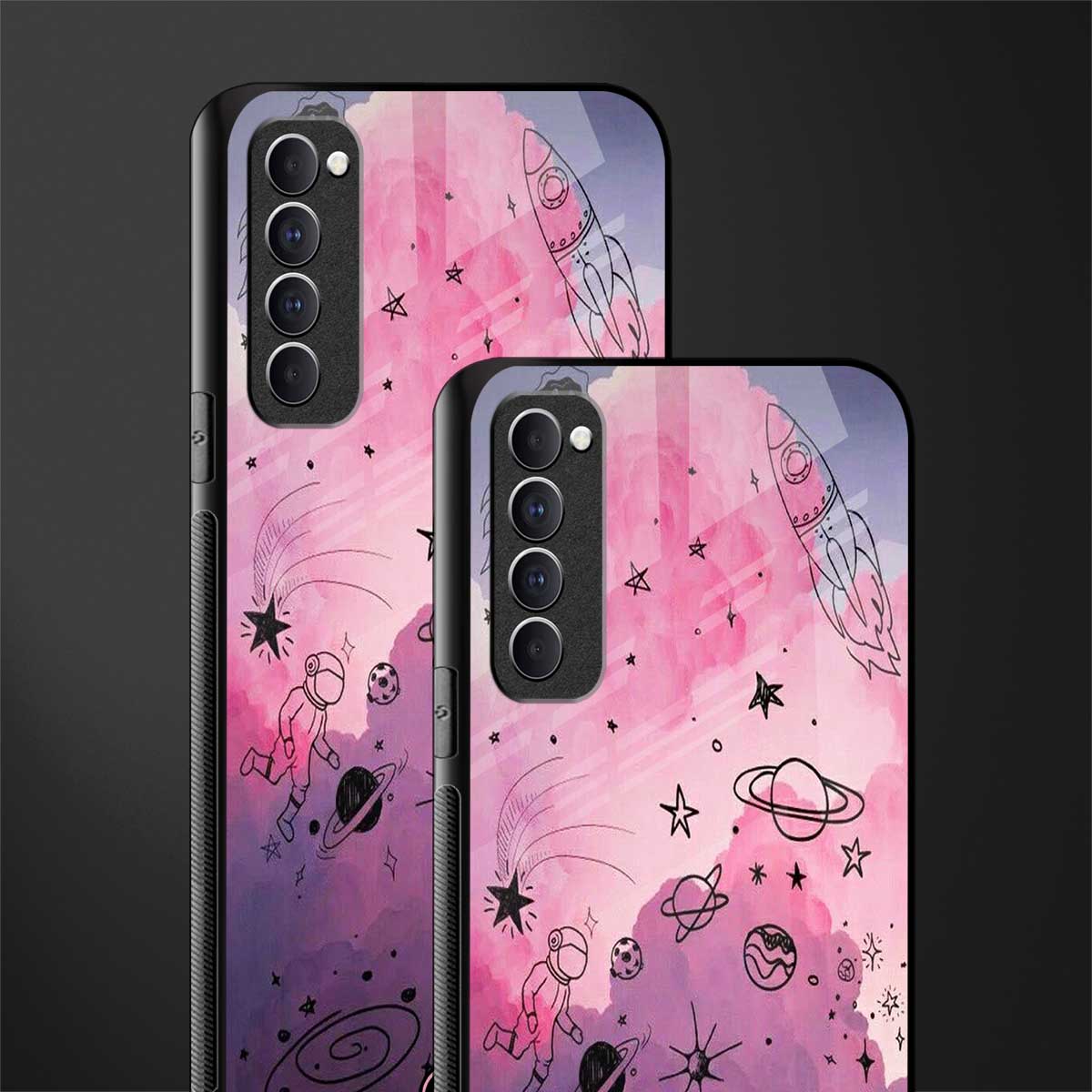 space pink aesthetic glass case for oppo reno 4 pro image-2
