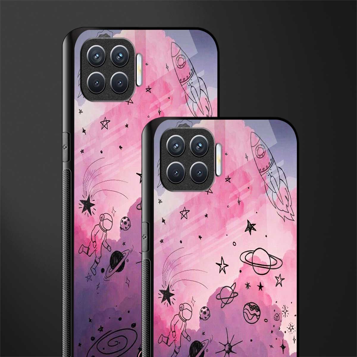space pink aesthetic glass case for oppo f17 image-2