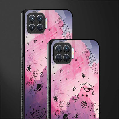 space pink aesthetic glass case for oppo f17 pro image-2
