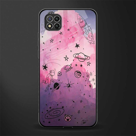 space pink aesthetic glass case for poco c3 image