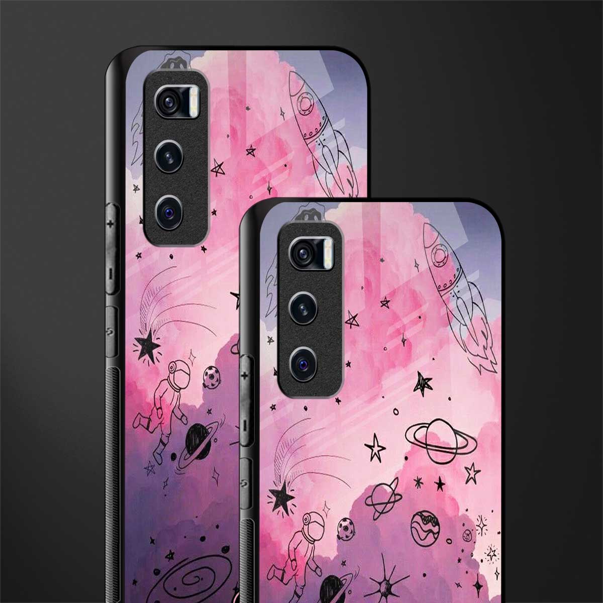 space pink aesthetic glass case for vivo v20 se image-2