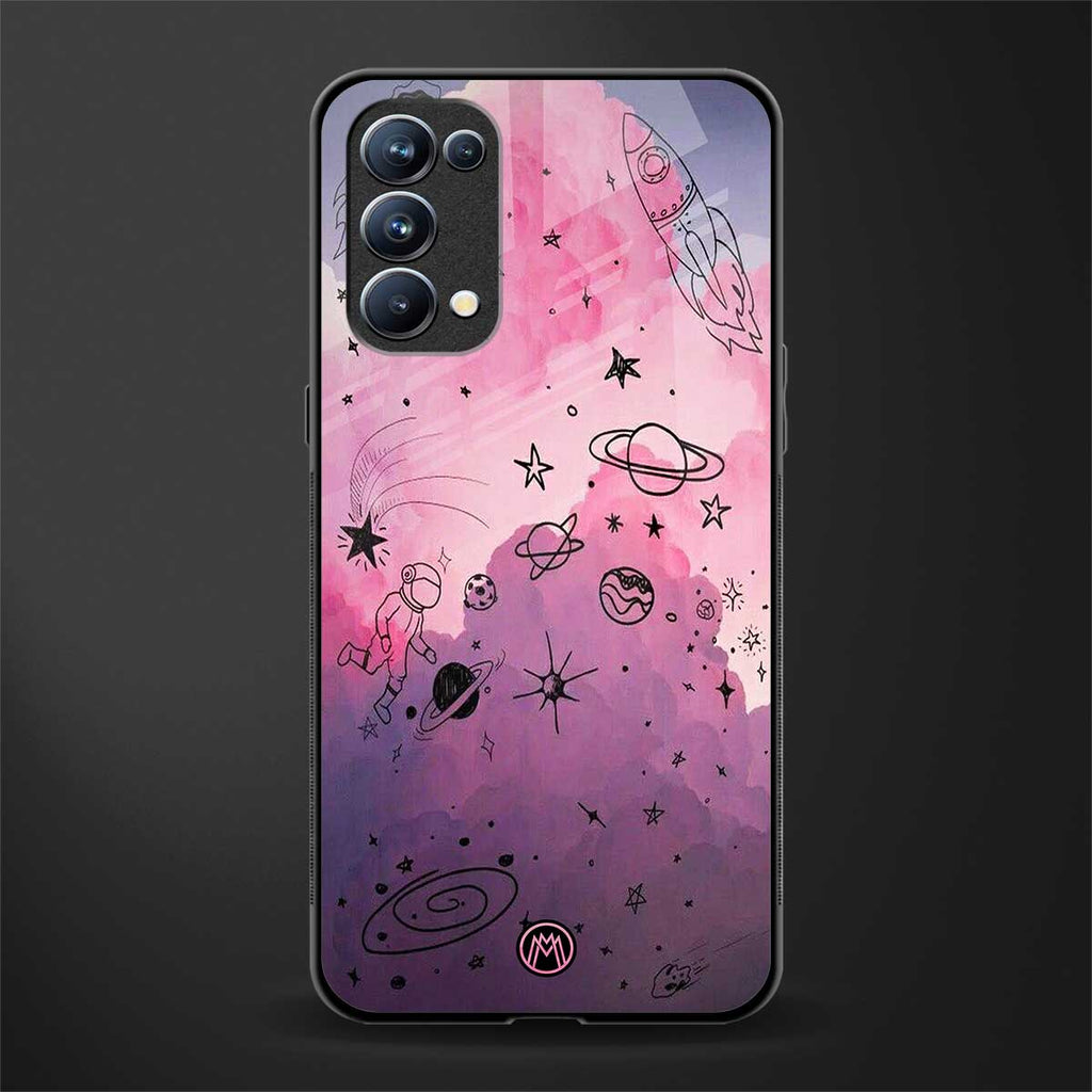space pink aesthetic glass case for oppo reno 5 pro image