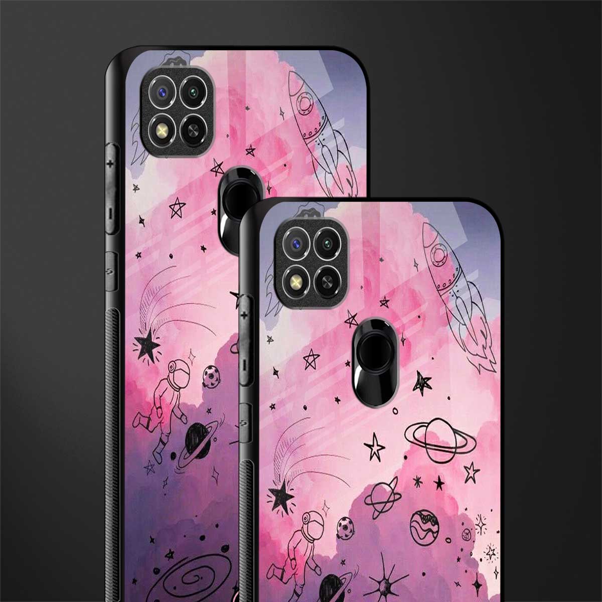space pink aesthetic glass case for redmi 9c image-2