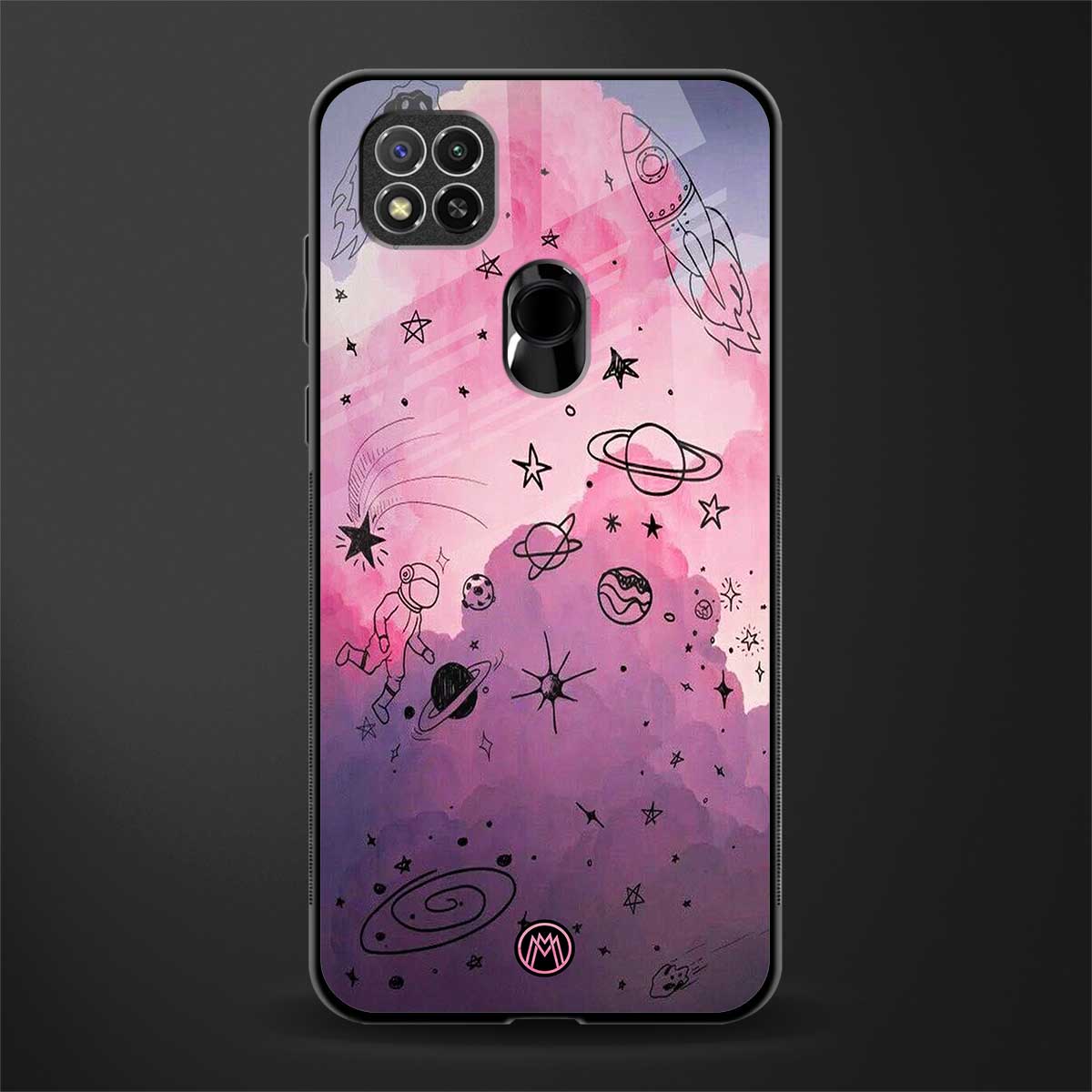 space pink aesthetic glass case for redmi 9 image