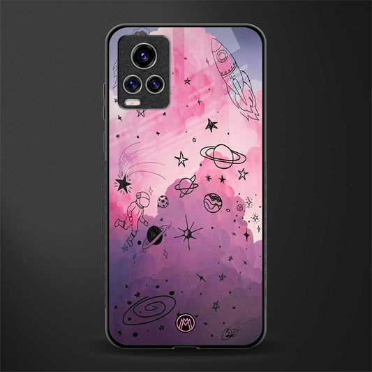 space pink aesthetic glass case for vivo v20 pro image