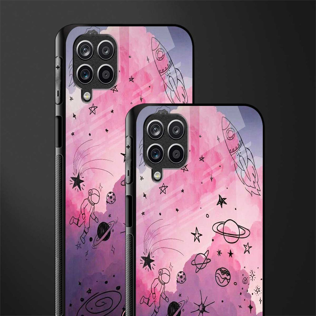 space pink aesthetic glass case for samsung galaxy a12 image-2
