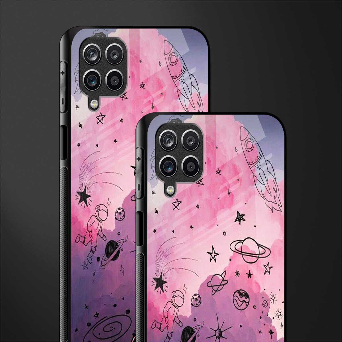 space pink aesthetic glass case for samsung galaxy a12 image-2