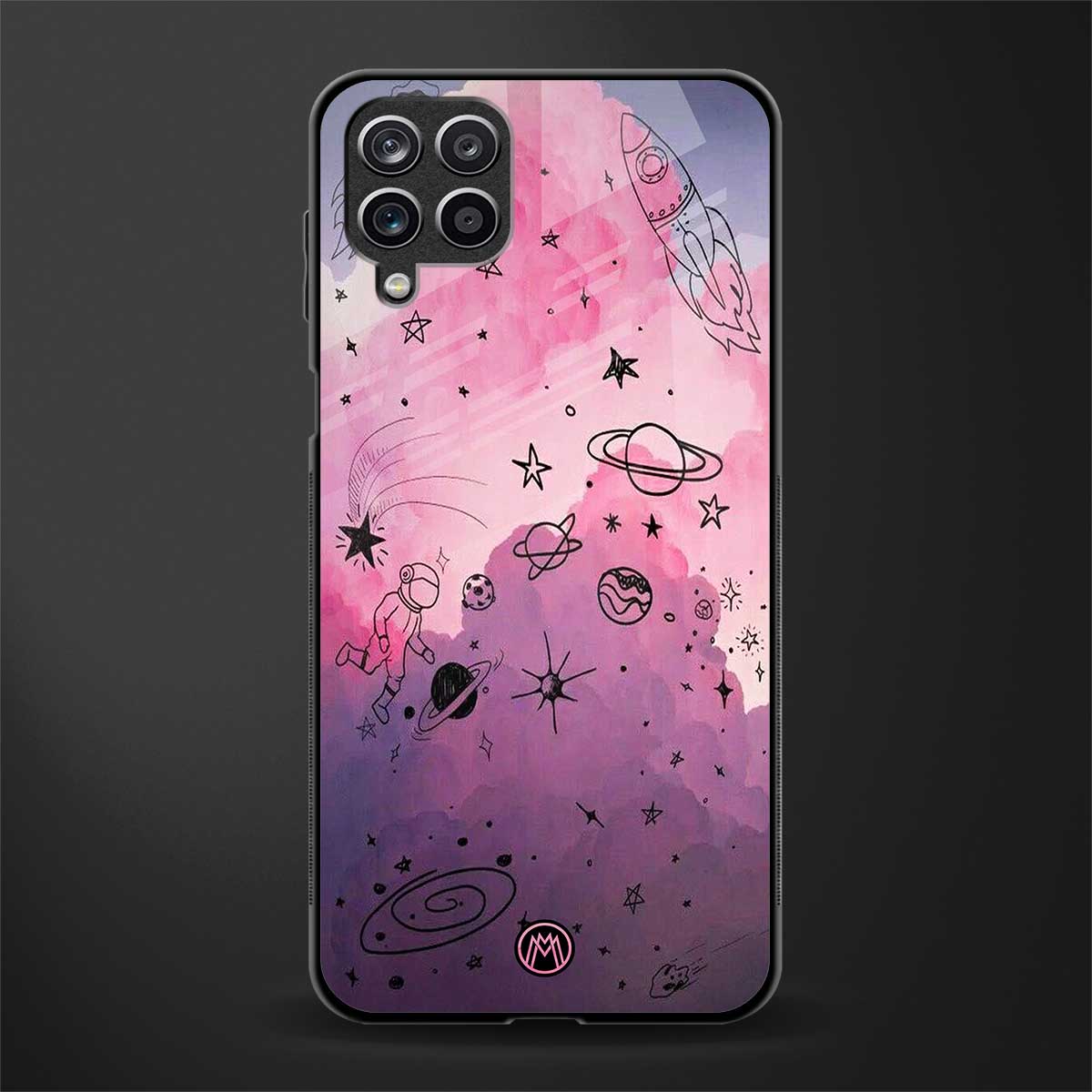 space pink aesthetic glass case for samsung galaxy a12 image