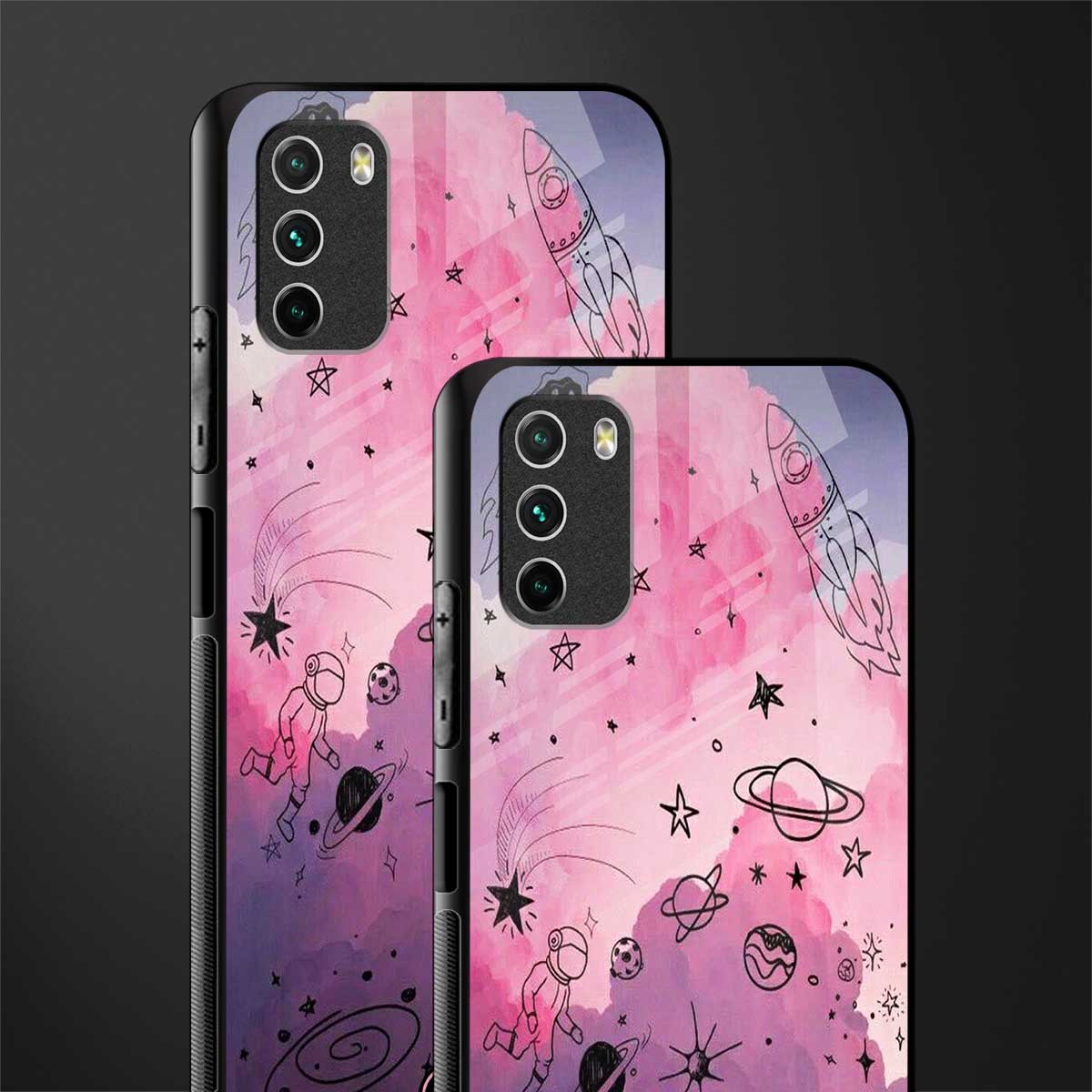 space pink aesthetic glass case for poco m3 image-2