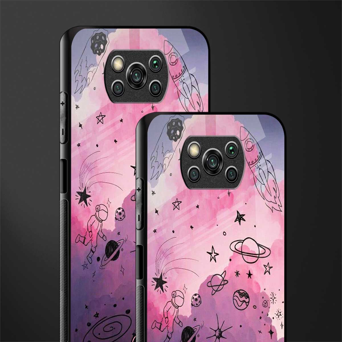 space pink aesthetic glass case for poco x3 image-2