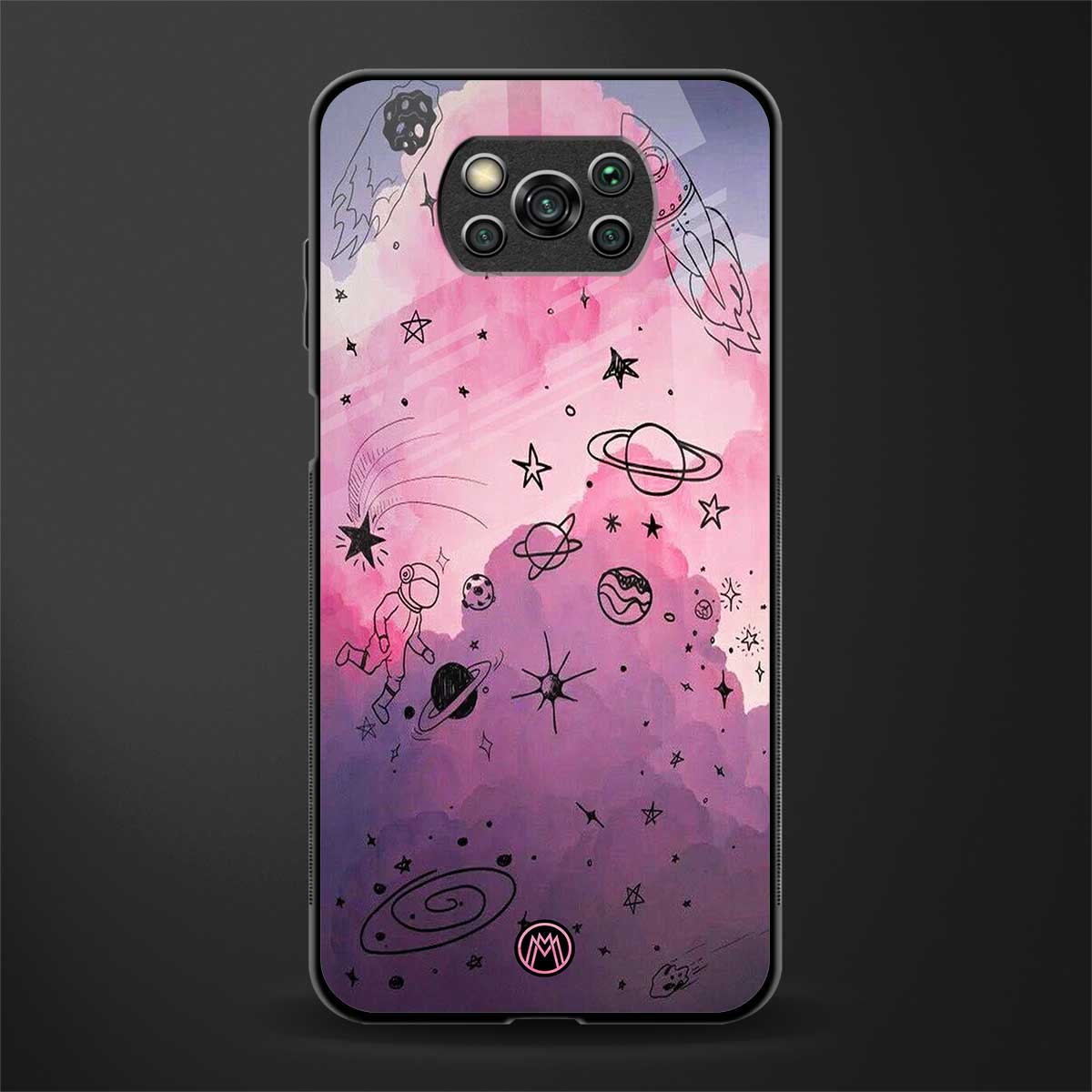 space pink aesthetic glass case for poco x3 pro image