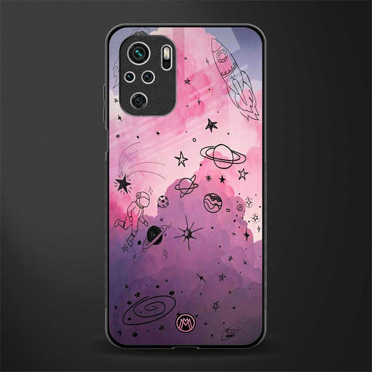space pink aesthetic glass case for redmi note 10 image