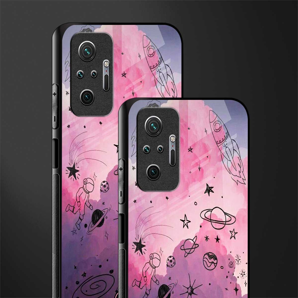space pink aesthetic glass case for redmi note 10 pro max image-2