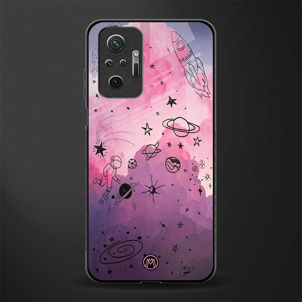 space pink aesthetic glass case for redmi note 10 pro image