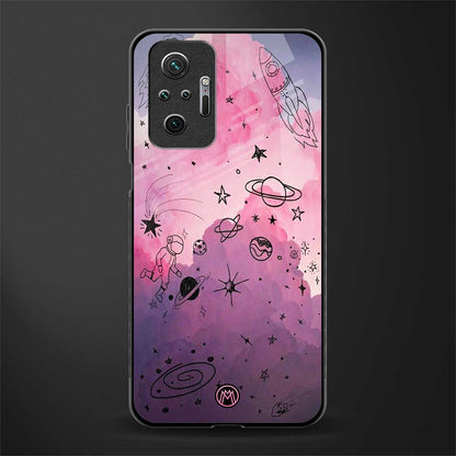 space pink aesthetic glass case for redmi note 10 pro image