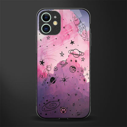 space pink aesthetic glass case for iphone 11 image