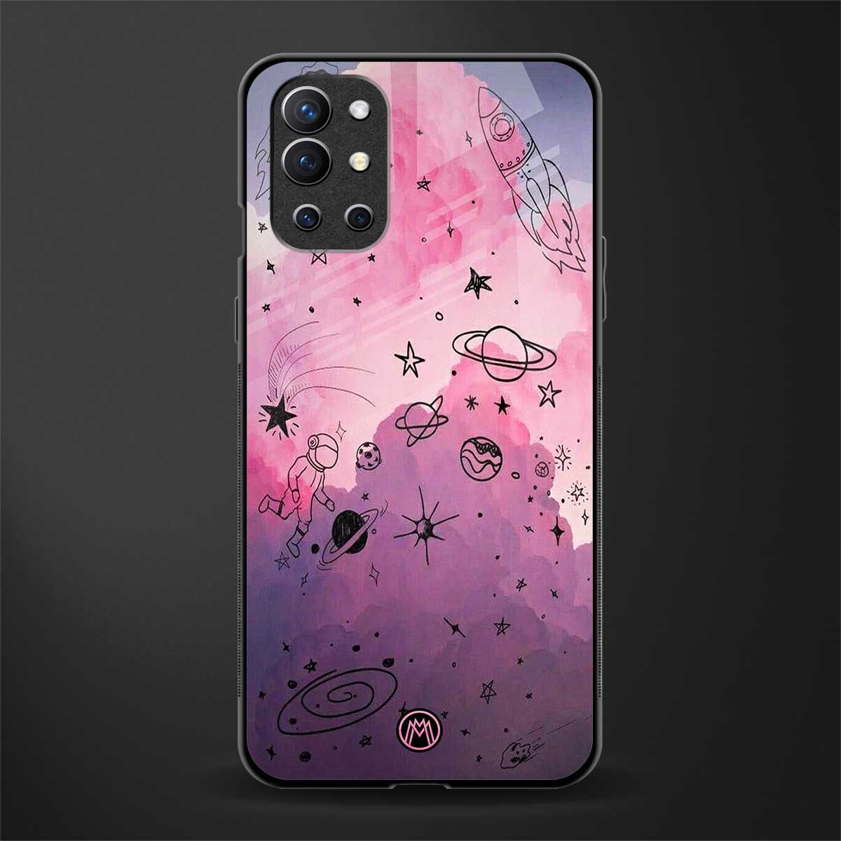 space pink aesthetic glass case for oneplus 9r image