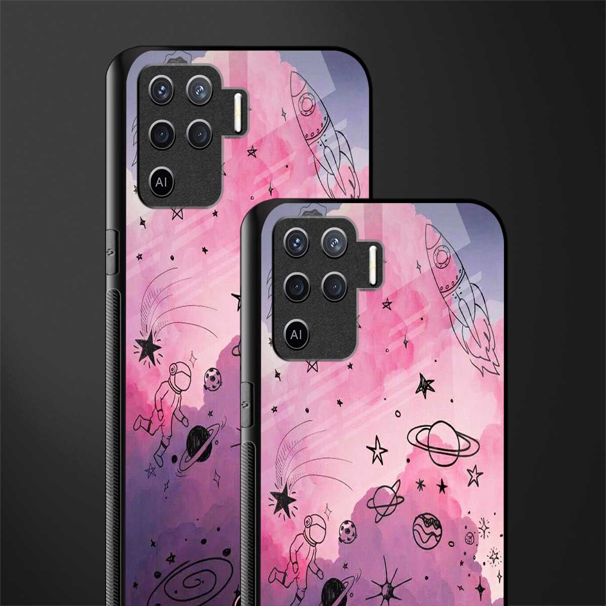 space pink aesthetic glass case for oppo f19 pro image-2