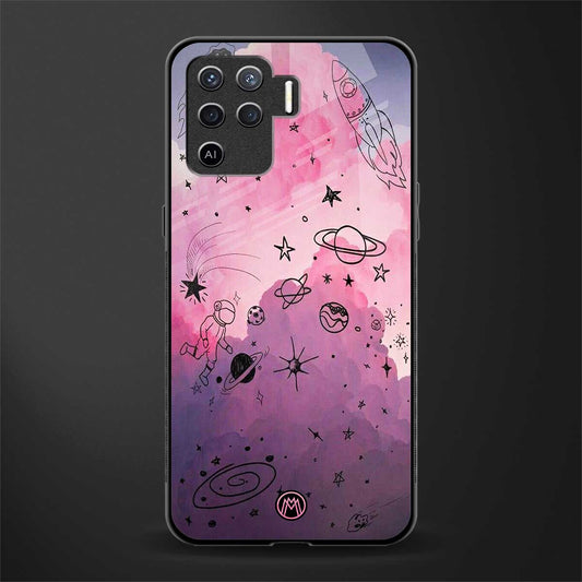 space pink aesthetic glass case for oppo f19 pro image
