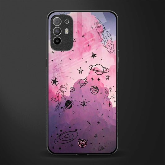space pink aesthetic glass case for oppo f19 pro plus image