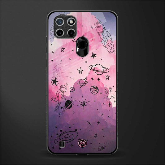 space pink aesthetic glass case for realme c21y image
