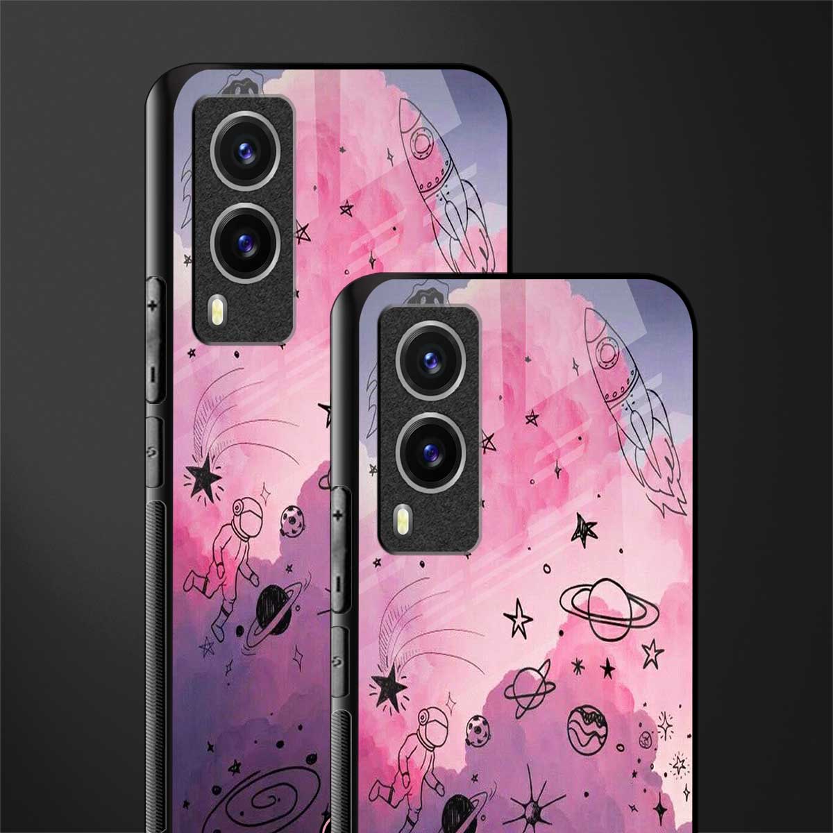 space pink aesthetic glass case for vivo v21e 5g image-2