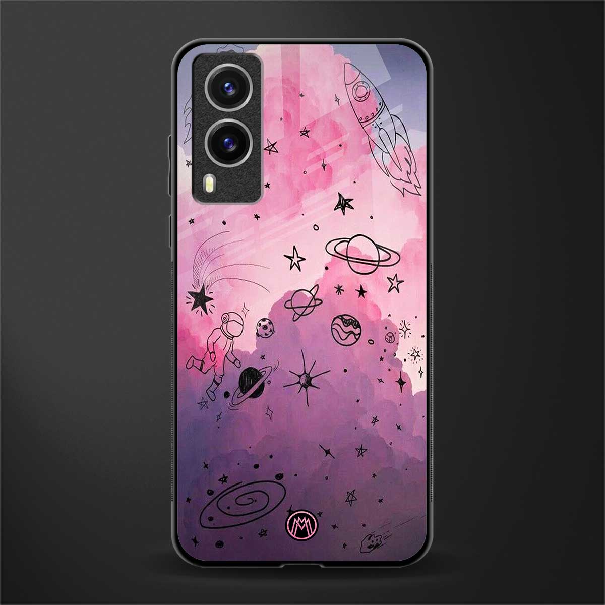 space pink aesthetic glass case for vivo v21e 5g image