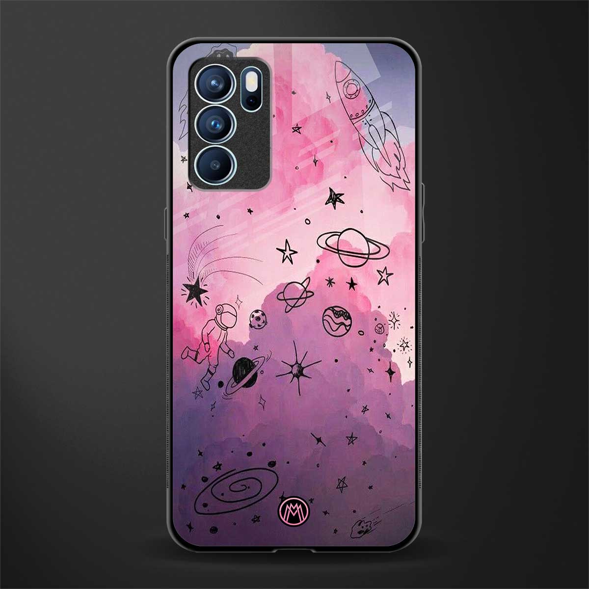 space pink aesthetic glass case for oppo reno6 5g image