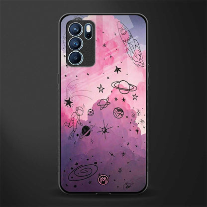 space pink aesthetic glass case for oppo reno6 5g image