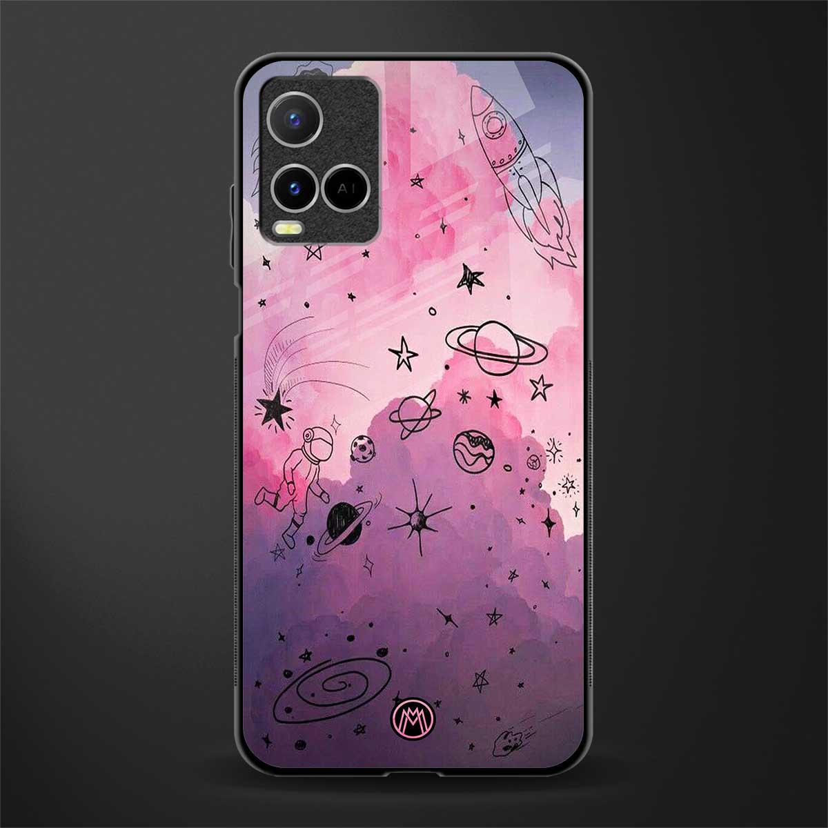 space pink aesthetic glass case for vivo y21s image