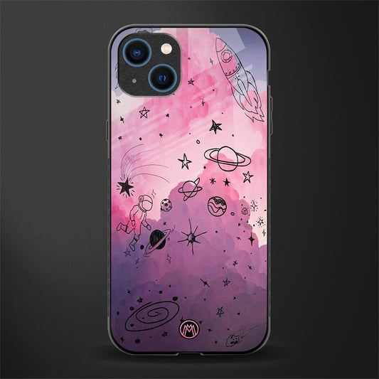 space pink aesthetic glass case for iphone 14 plus image