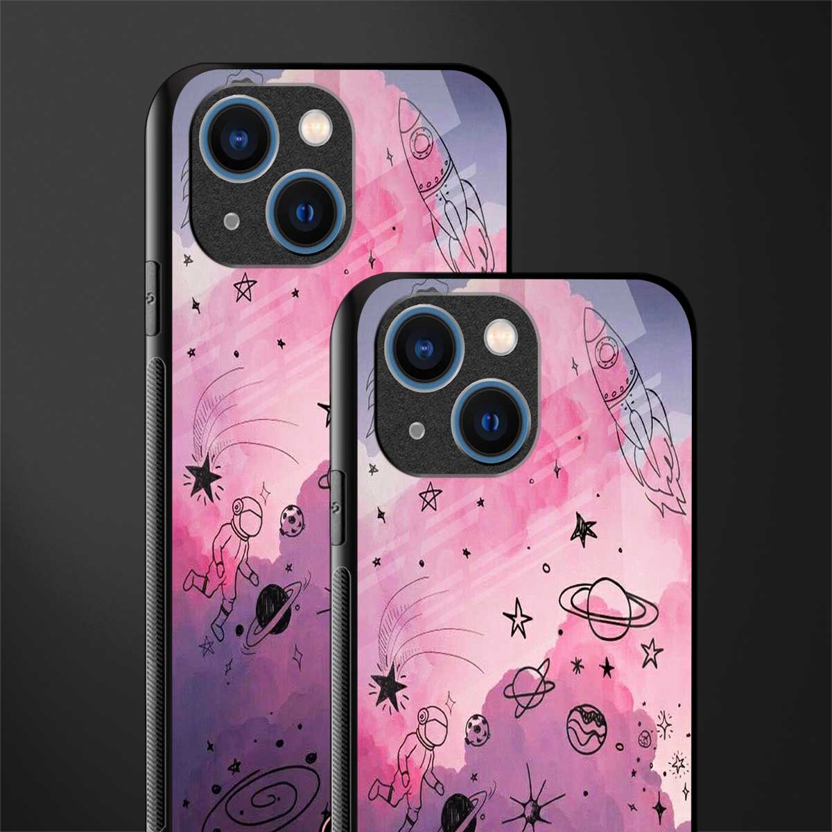 space pink aesthetic glass case for iphone 13 mini image-2