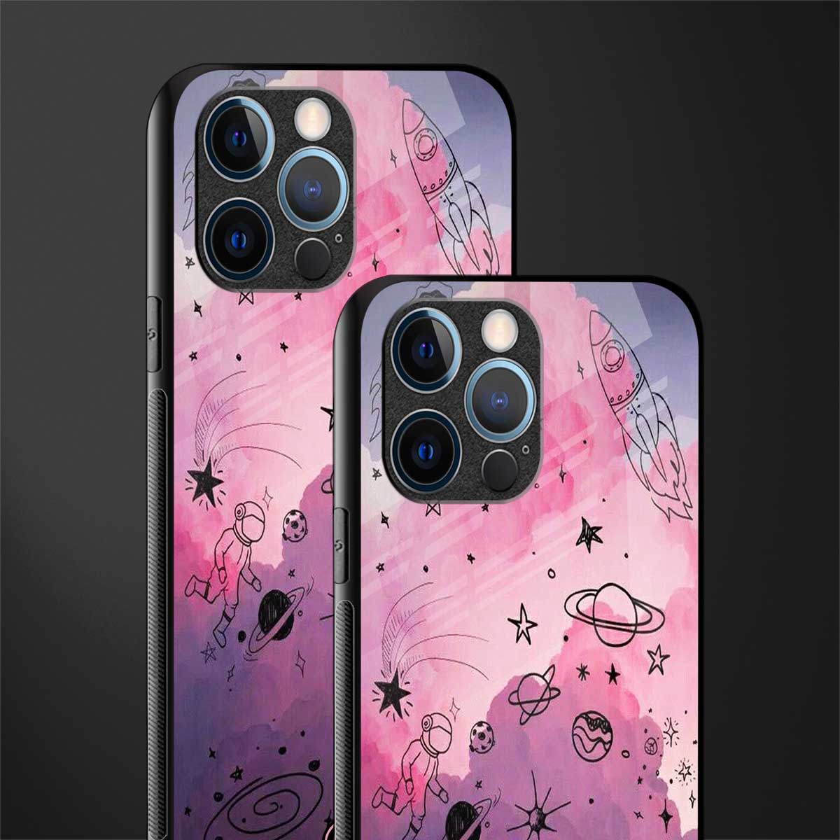 space pink aesthetic glass case for iphone 12 pro image-2