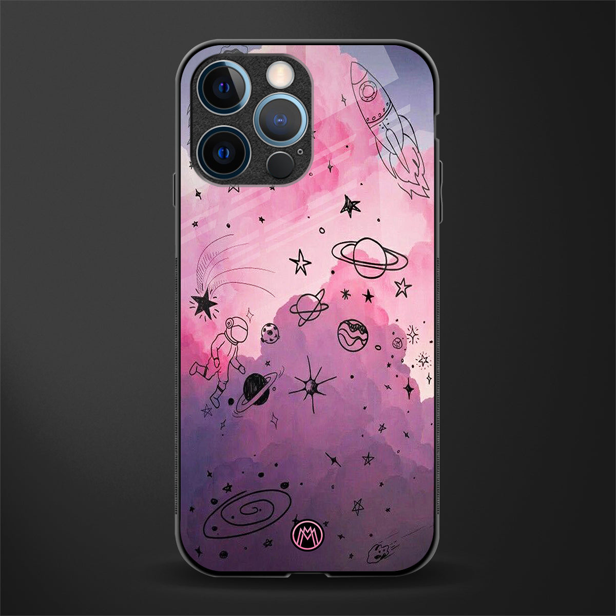 space pink aesthetic glass case for iphone 12 pro image