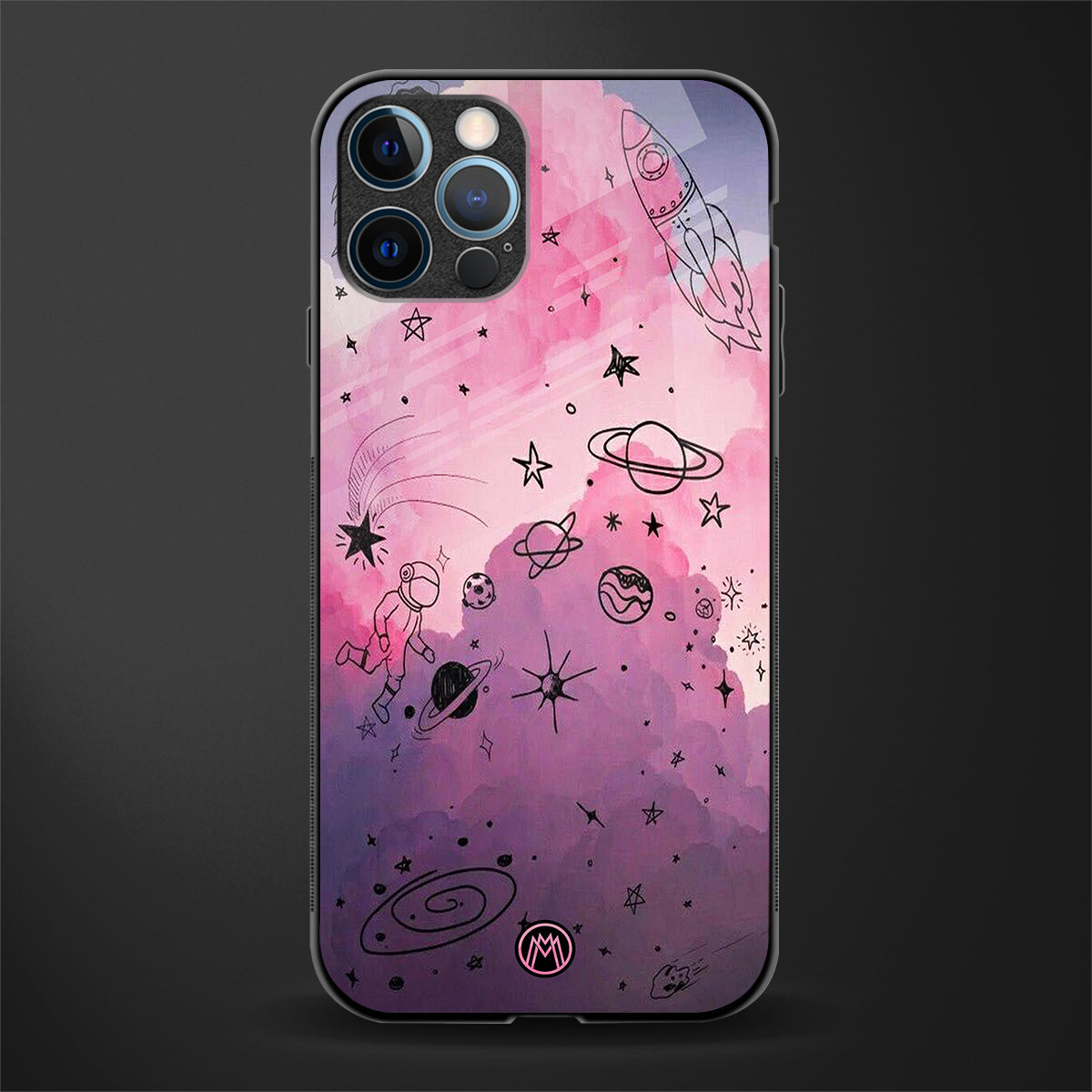 space pink aesthetic glass case for iphone 14 pro max image