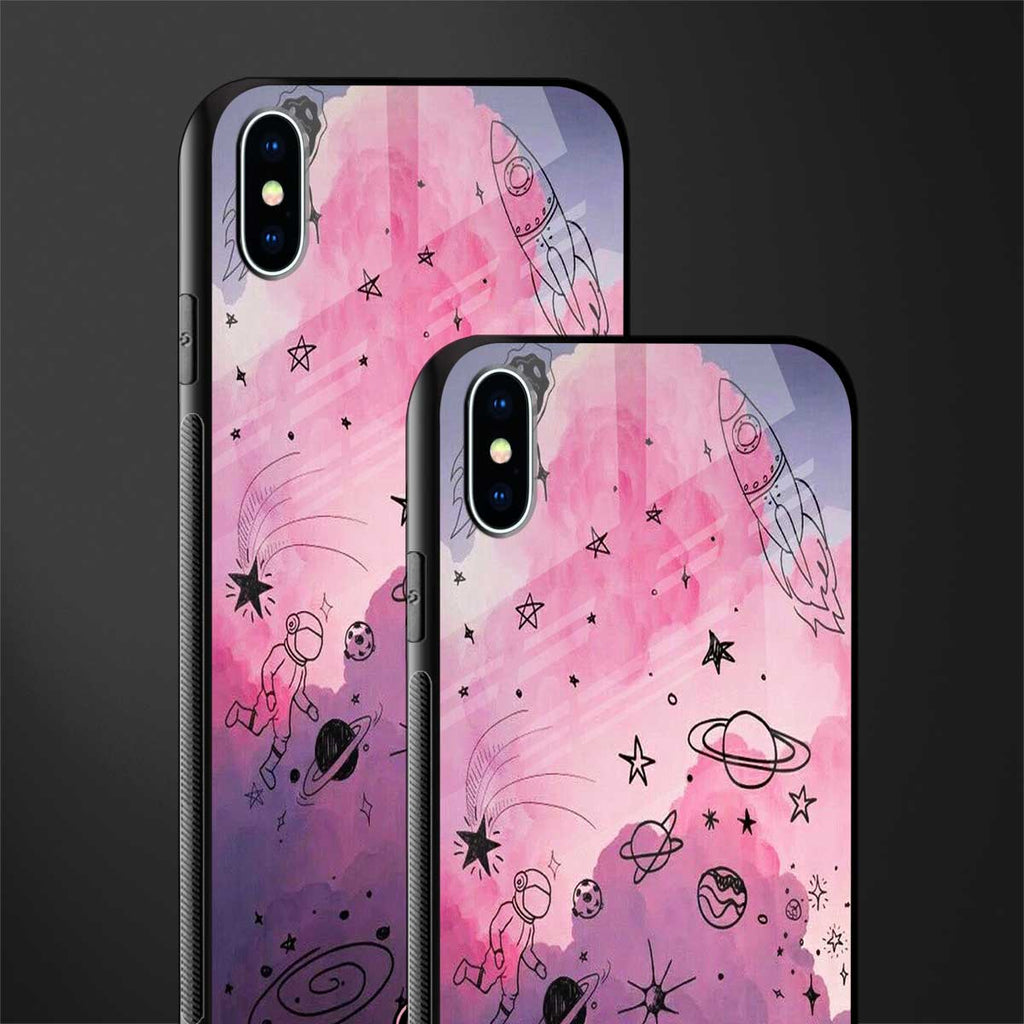 space pink aesthetic glass case for iphone xs max image-2