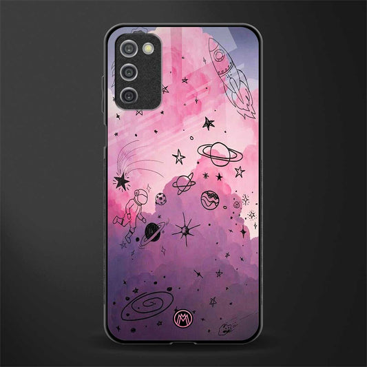 space pink aesthetic glass case for samsung galaxy a03s image