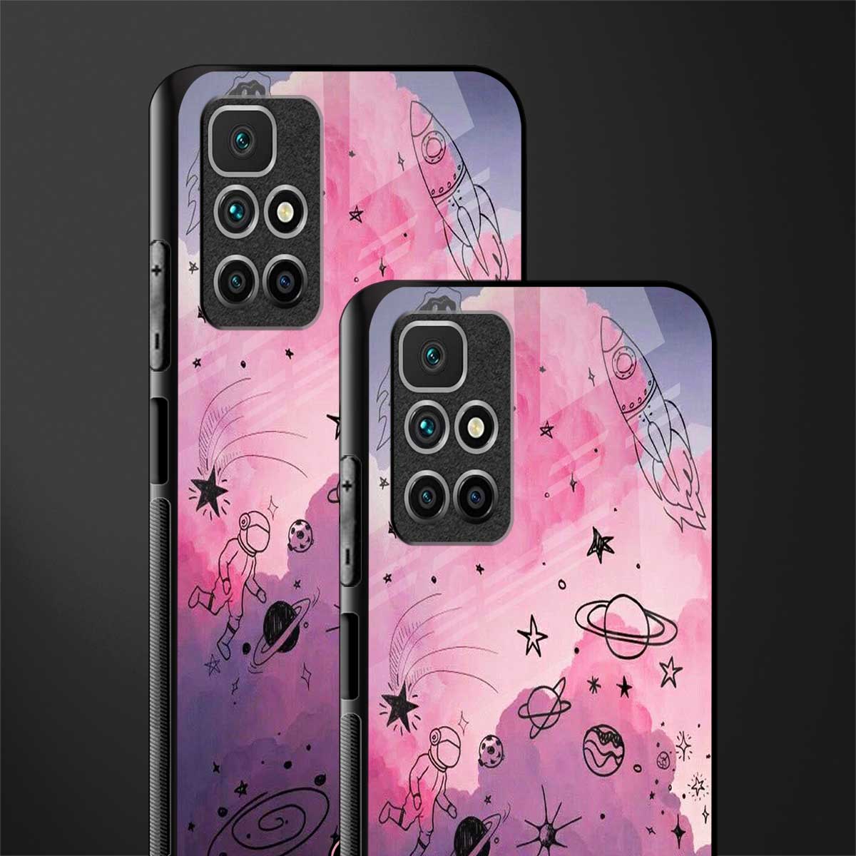 space pink aesthetic glass case for redmi 10 prime image-2