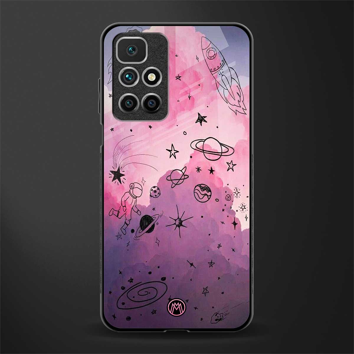space pink aesthetic glass case for redmi 10 prime image
