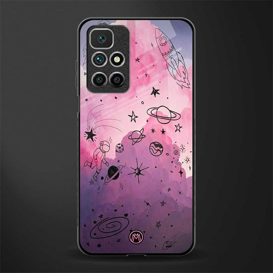 space pink aesthetic glass case for redmi 10 prime image