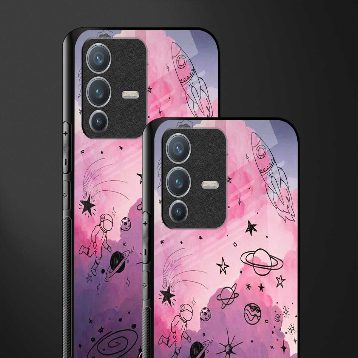 space pink aesthetic glass case for vivo v23 pro 5g image-2