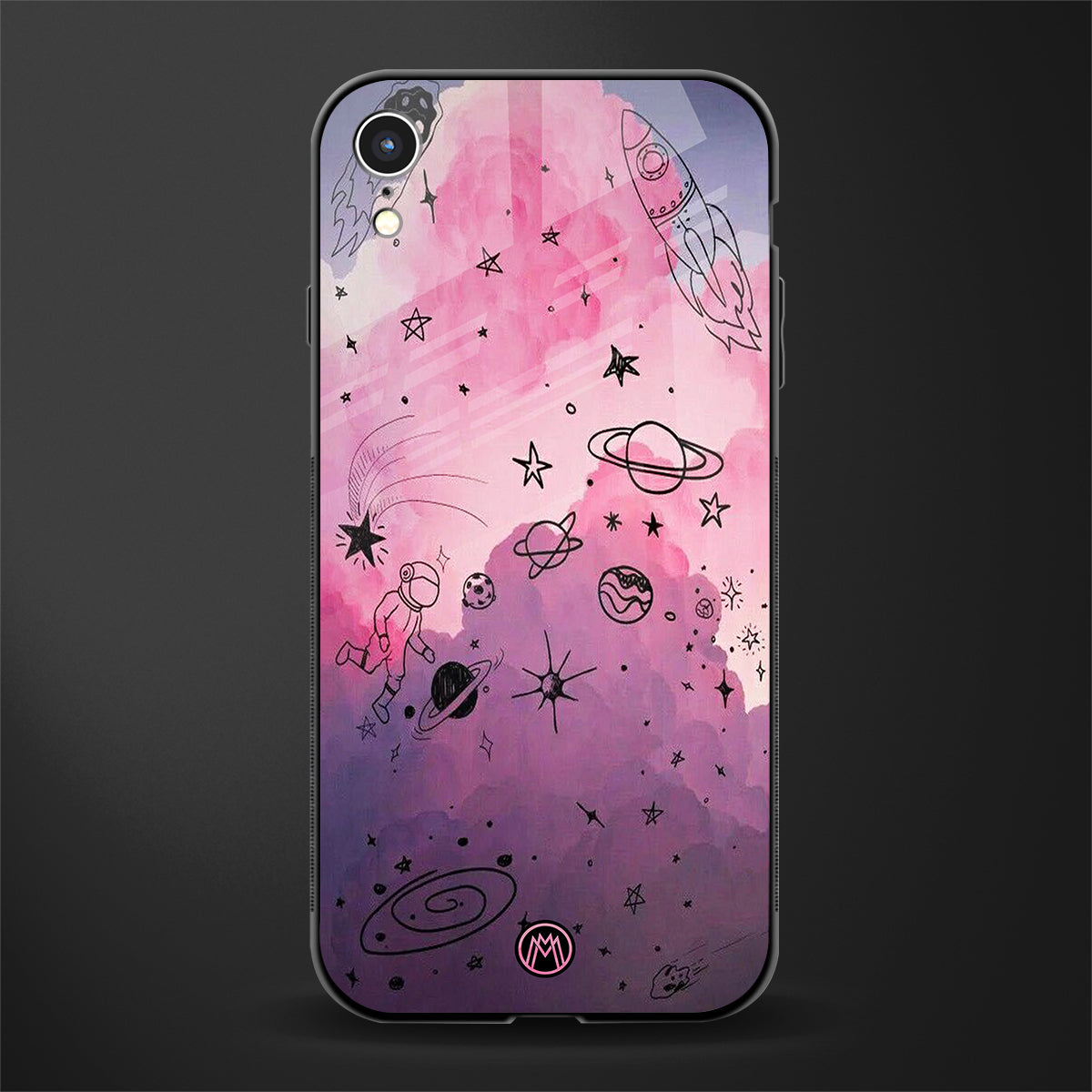 space pink aesthetic glass case for iphone xr image