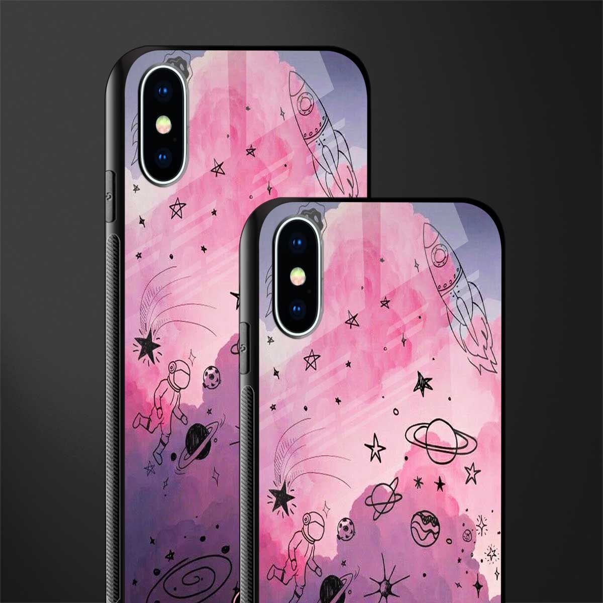 space pink aesthetic glass case for iphone x image-2