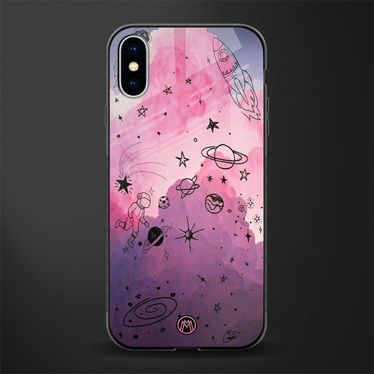 space pink aesthetic glass case for iphone xs image