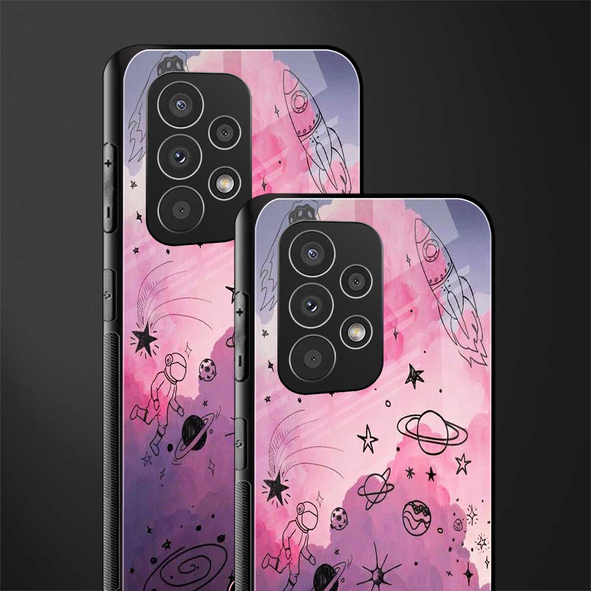 space pink aesthetic back phone cover | glass case for samsung galaxy a73 5g
