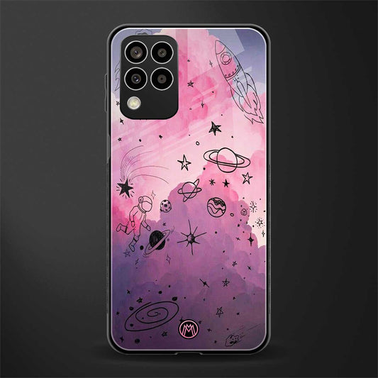space pink aesthetic back phone cover | glass case for samsung galaxy m33 5g