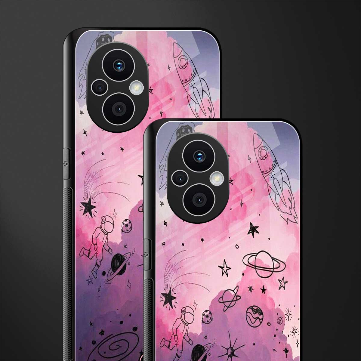 space pink aesthetic back phone cover | glass case for oppo f21 pro 5g