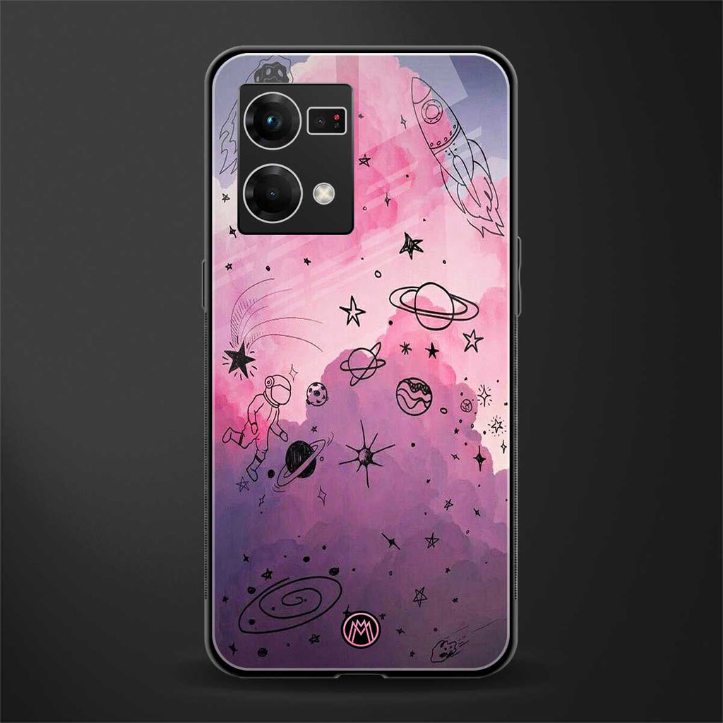 space pink aesthetic back phone cover | glass case for oppo f21 pro 4g