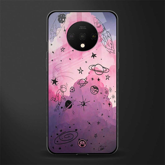 space pink aesthetic glass case for oneplus 7t image