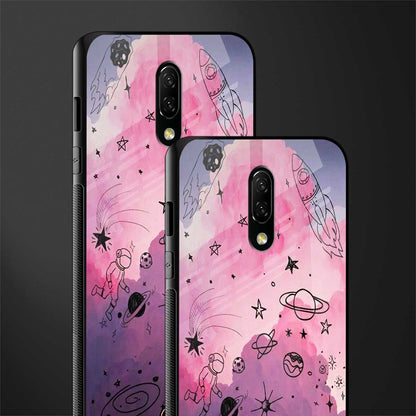space pink aesthetic glass case for oneplus 7 image-2